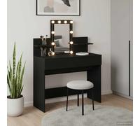 vidaXL Table de maquillage Chêne Artisan avec LED 100x40x130 cm