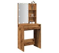 vidaXL Coiffeuse Vieux bois avec miroir et LED 60x40x140 cm