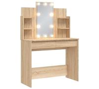 Coiffeuse avec lumières en chêne Sonoma 96 x 40 x 142 cm - Matériau bois et verre - Coiffeuse élégante avec éclairage pour chambre à coucher - Design élégant avec espace de rangement pratique