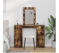 vidaXL Coiffeuse avec lumières LED Chêne Fumé 102x33x135 cm
