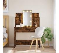 vidaXL Coiffeuse avec Lumières LED, Table de Maquillage avec 2 Tiroirs et 4 Étagères, Table Cosmétique avec Miroir Chambre, 837897