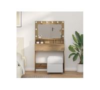 Coiffeuse avec lumières LED en chêne artisanal 79x41x135 cm