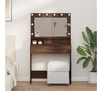 vidaXL Coiffeuse Chêne Brun 79 x 41 x 135 cm Bois d'ingénierie, Coiffeuse Moderne pour Chambre, Rangement rectangulaire, Station de Maquillage élégante avec Miroir