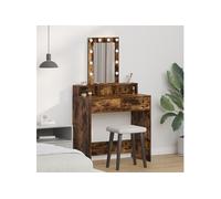 Coiffeuse avec lumières LED en chêne fumé 79x41x140 cm