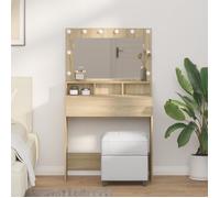 vidaXL Coiffeuse Chêne Sonoma avec lumières LED 79x41x135 cm