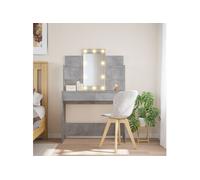 vidaXL Coiffeuse avec lumières LED Gris béton 96x40x142 cm