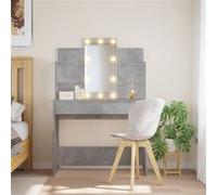 vidaXL Coiffeuse avec Lumières LED, Table de Maquillage avec 2 Tiroirs et 4 Étagères, Table Cosmétique avec Miroir Chambre, 837895