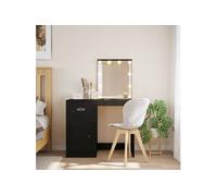 vidaXL Coiffeuse avec lumières LED Noir 90 x 42 x 132,5 cm