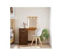 Vidaxl Coiffeuse Avec Lumières Led Chêne Marron 90x42x132,5 Cm Multicolore