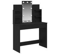 Table de maquillage vidaXL avec éclairage LED Chêne noir 96x40x142 cm