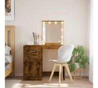 vidaXL Coiffeuse Chêne fumé avec lumières LED 90x42x132,5 cm Multicolore