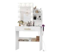 Coiffeuse avec miroir 12 ampoules LED Maquillage Coiffeuse blanche