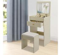 Coiffeuse avec miroir, 40 x 37,5 x 72 cm, avec tiroirs et tabouret, petit ensemble de coiffeuse, table de maquillage, table de maquillage, table de maquillage pour chambre à coucher, jusqu'à 90 kg