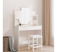 vidaXL Coiffeuse avec Miroir, Table de Maquillage avec 2 Tiroirs, Table Cosmétique avec 4 Étagères, Meuble de Rangement 837574