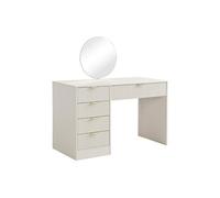 Vente-unique - Coiffeuse avec Miroir à LEDs - 5 tiroirs - Beige et doré - OLENYRA