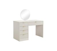 Vente-unique - Coiffeuse avec Miroir à LEDs - 5 tiroirs - Beige et doré - OLENYRA