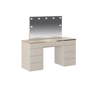 Vente-unique - Coiffeuse avec Miroir à LEDs - 9 tiroirs - Beige et doré - VUKIA