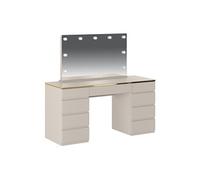 Coiffeuse avec miroir à LEDs - 9 tiroirs - Beige et doré - VUKIA