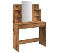 Coiffeuse avec miroir aspect bois vieilli 96 x 39 x 142 cm - Matériau bois et verre - Meubles de maquillage élégants pour chambre à coucher - Rangement élégant et miroir pratique