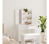 Coiffeuse avec miroir blanc 74,5x40x141 cm Blanc G