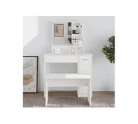 vidaXL Coiffeuse 802957 avec miroir blanc 86,5x35x136 cm