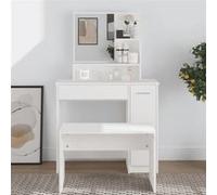 vidaXL Coiffeuse 802957 avec miroir blanc 86,5x35x136 cm