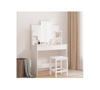 vidaXL Coiffeuse avec miroir 837574 – 2 tiroirs, 4 étagères, fixation murale, blanc 96x39x142 cm