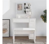 vidaXL Coiffeuse 802963 avec miroir 86,5x35x136 cm blanc brillant