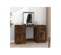 vidaXL Coiffeuse avec miroir chêne fumé 130x50x132,5 cm Chêne fumé G