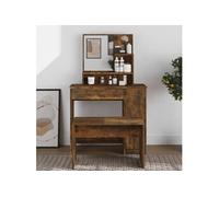 Coiffeuse avec miroir Chêne fumé 86,5x35x136 cm