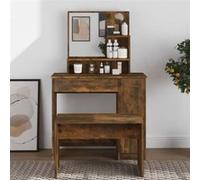 vidaXL Coiffeuse avec miroir 820493 86,5 x 35 x 136 cm Chêne fumé