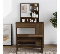 Coiffeuse avec miroir Chêne marron 86,5x35x136 cm chêne marron G