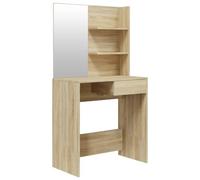 Coiffeuse avec miroir, chêne Sonoma, 74,5 x 40 x 141 cm, avec tiroir, étagère, espace de rangement, pour chambre à coucher, salon, design moderne