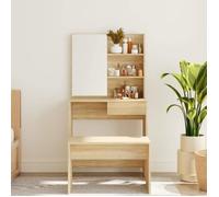 Vidaxl Coiffeuse Avec Miroir Chêne Sonoma 74,5x40x141 Cm Multicolore