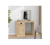 vidaXL Coiffeuse avec Miroir, Table de Maquillage avec Rangement, Table Cosmétique, Meuble de Chambre à Coucher, Moderne, 816763