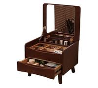 Coiffeuse avec Miroir,Coiffeuse compacte, Table de Chevet, Meuble de Rangement, Organiseur de Bijoux,Style Moderne(Walnut Wood)