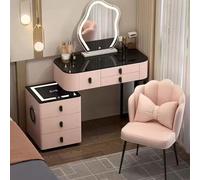 Coiffeuse avec Miroir éclairé offrant des Options de lumière Naturelle Chaude et Froide, Ensemble de Coiffeuse équipé d'un Chargement sans Fil et d'une Armoire Amovible