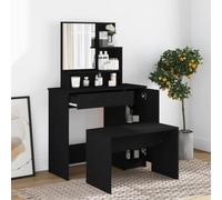 Coiffeuse avec Miroir en Bois d’Ingénierie, Bureau Coiffeuse avec Rangement, Design Pratique, Coiffeuses Enfant Fille Coiffeuses Avec Miroir Coiffeuses Meuble, pour Chambre/Fille, Noir, 86.5x35x136cm