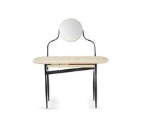 Coiffeuse avec miroir en bois de chêne naturel et métal noir - Longueur 120 x profondeur 40 x hauteur 80 cm - -