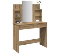 Coiffeuse avec miroir en chêne Artisan 96 x 39 x 142 cm Table cosmétique avec 2 tiroirs et 4 compartiments de rangement pour chambre à coucher et salle de bain avec espace de rangement et organiseur