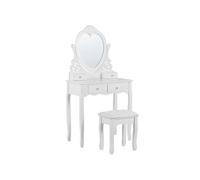 Beliani Coiffeuse Décorative avec 4 Tiroirs Glam Poudreuse Miroir Forme Cœur Blanche Diva