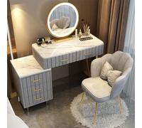 Coiffeuse avec miroir et éclairage - Bureau de maquillage avec tiroirs et tabouret rembourré - 3 modes de luminosité réglables - Coiffeuse moderne pour chambre à coucher - Élégante station de
