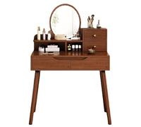 Coiffeuse avec miroir et éclairage, bureau de maquillage pour femme, coiffeuse de chambre à coucher, design simple, grand rangement, 3 modes d'éclairage, 80 cm (L)