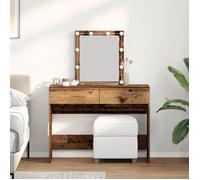 Coiffeuse avec miroir et éclairage LED en bois ancien en agglo