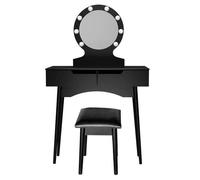 Coiffeuse avec miroir et éclairage LED HOME DELUXE MIRANDA - Noir