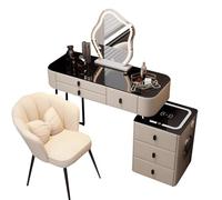 Coiffeuse avec Miroir et éclairage offrant des Modes Chaud-Froid naturels, Coiffeuse avec Chaise de Bureau Comprenant Un Haut-Parleur Bluetooth et des Ports USB