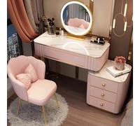 Coiffeuse avec miroir et lumière LED - Coiffeuse avec tiroir de rangement et tabouret - Petite coiffeuse avec trois modes d'éclairage pour chambre à coucher