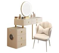 Coiffeuse avec Miroir et lumières, 3 Modes de Couleur, Ensemble de Maquillage, Coiffeuse avec Prise de Courant, Ports USB, Haut-parleurs Bluetooth