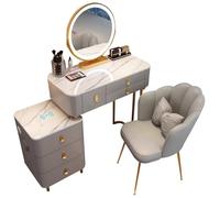 Coiffeuse avec Miroir et lumières LED, 3 Modes, Meuble de Rangement, Haut-Parleur Bluetooth, Ports de Chargement USB, Chargeur sans Fil