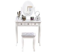 HOMCOM Coiffeuse Tabouret Style Baroque Blanc Élégant Chambre/Dressing | Aosom France